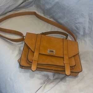 JustFab Pablo Tan Crossbody Satchel Bag Faux Leather